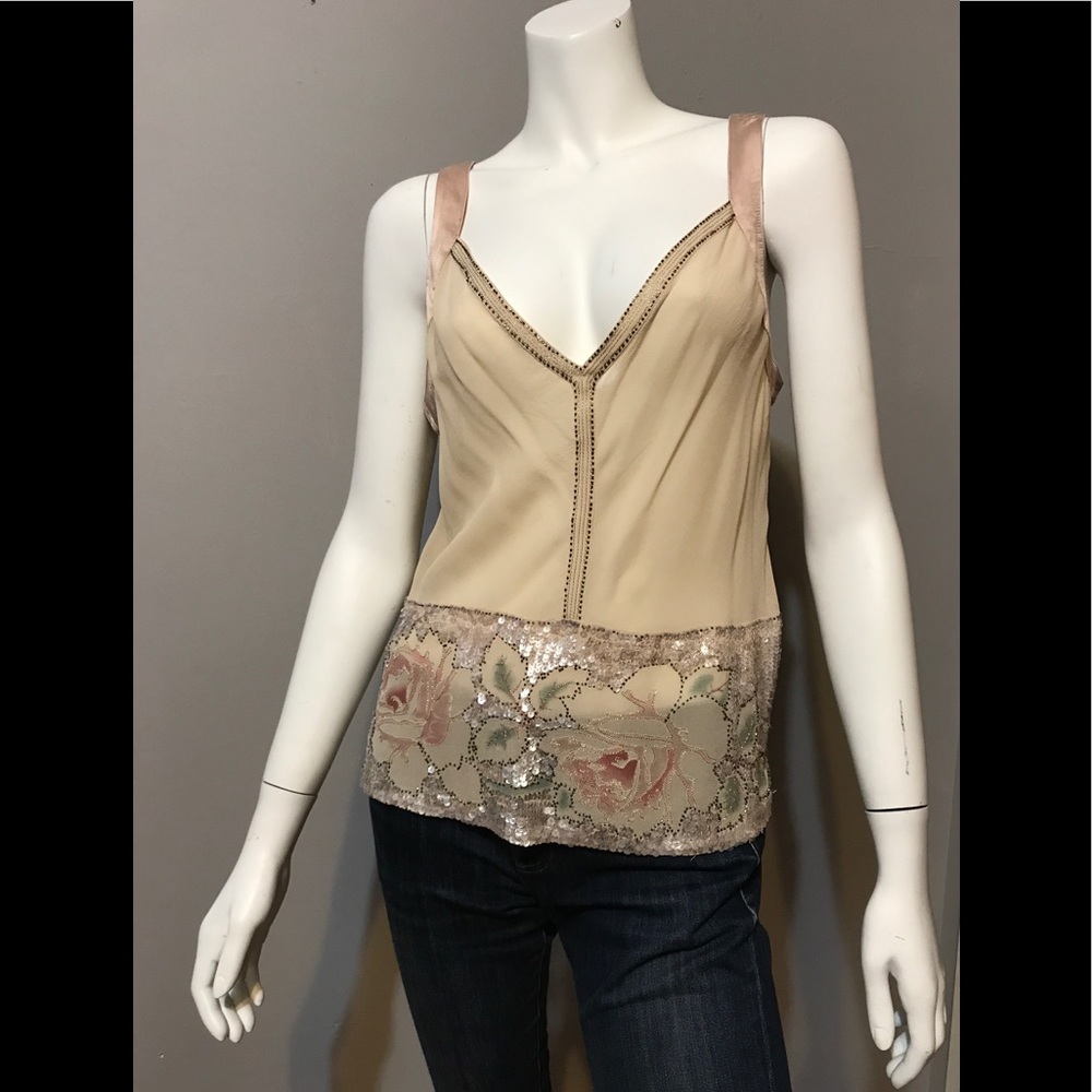 VINTAGE SILK AND SEQUIN BEADED FLAPPER-STYLE TOP